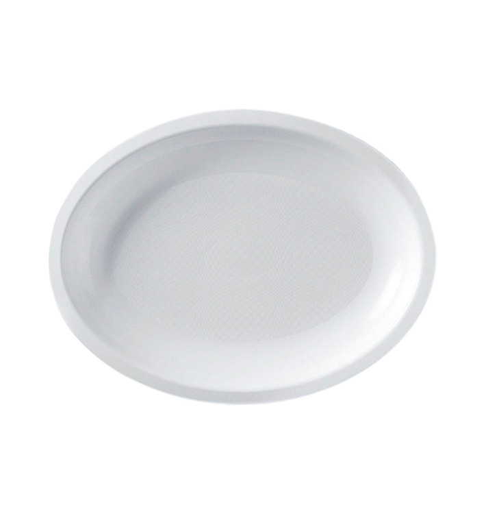 Plateau Plastique Réutilisable Ovale Blanc PP 255x190mm (600 Utés)