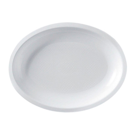 Plateau Dur Réutilisable Ovale Blanc PP 25,5x19cm (600 Utés)