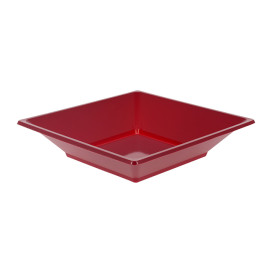 Assiette Plastique Carrée Creuse Bordeaux 170mm (25 Unités)