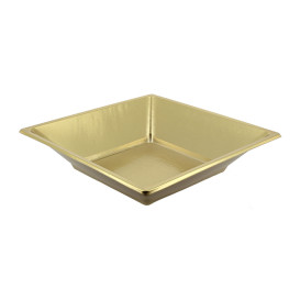 Assiette Plastique Carrée Creuse Dore 180mm (5 Unités)