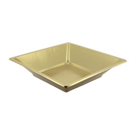 Assiette Plastique Carrée Creuse Dore 180mm (5 Unités)