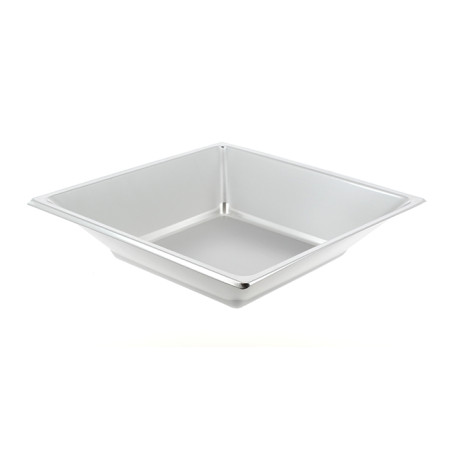 Assiette Plastique Carrée Creuse Argenté 18cm (5 Utés)