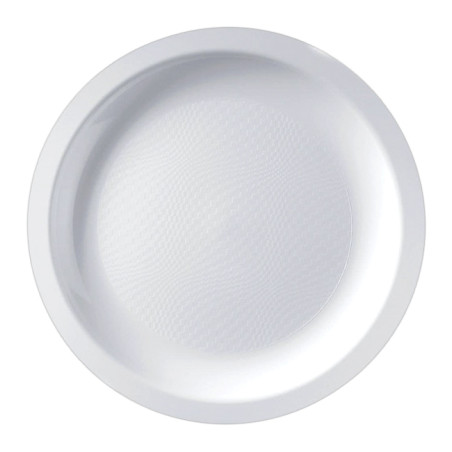 Assiette Dure Réutilisable Plate Blanc PP Ø18,5cm (25 Utés)