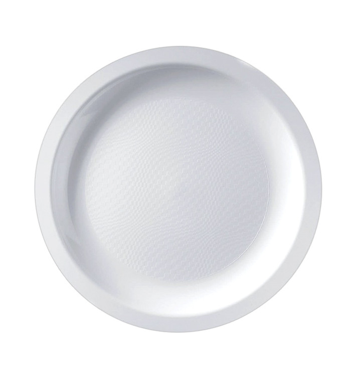 Plastic bord Plat wit "Rond vormig" PP Ø18,5 cm (600 stuks)