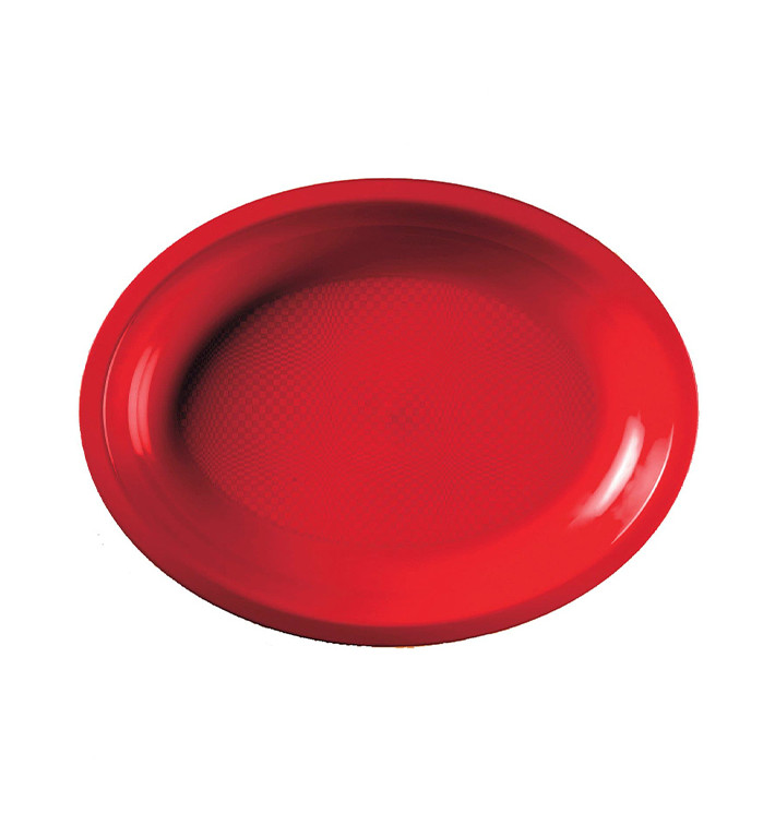 Plastic schotel microgolfbaar Ovaal vormig rood "Rond vormig" 25,5x19 cm (50 stuks) 