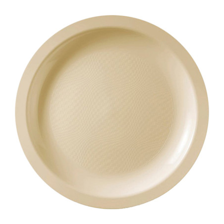 Herbruikbare harde bord Plat crème "Rond vormig" PP Ø18,5cm (25 stuks) 