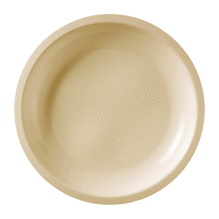 Herbruikbare harde bord Plat crème "Rond" vormig PP Ø22 cm (25 stuks) 