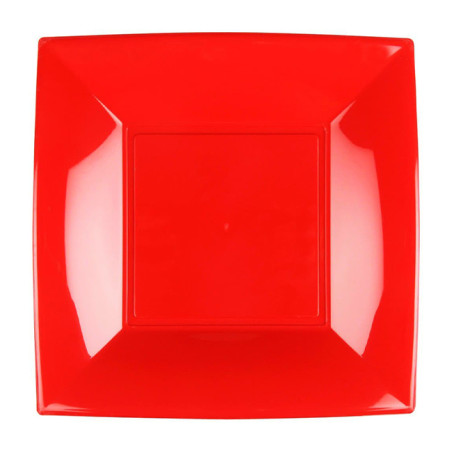 Assiette Dure Réutilisable Plate Rouge PP 18cm (25 Utés)