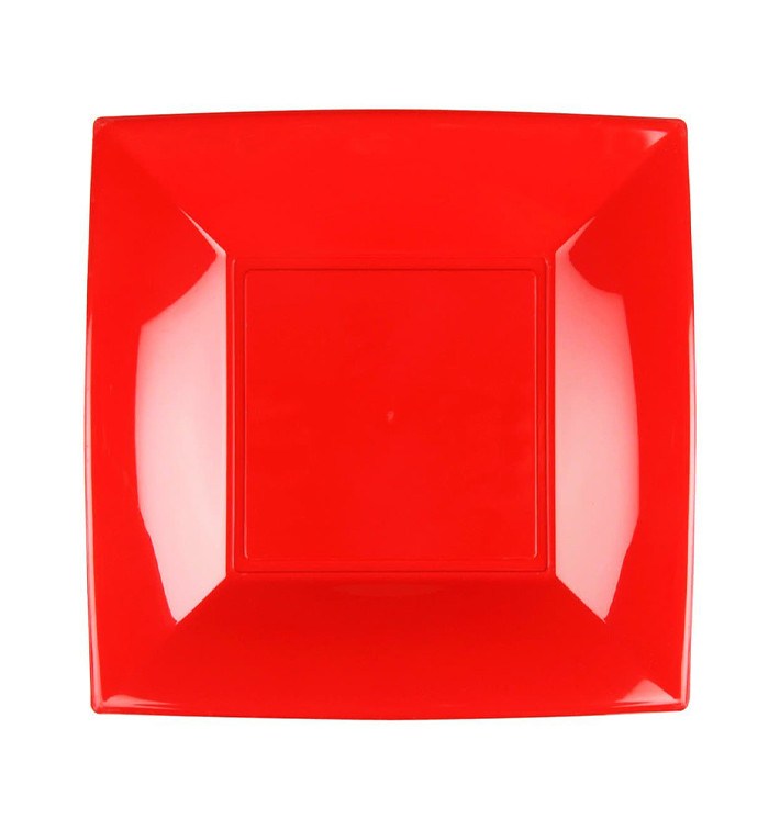 Plastic bord Plat rood "Nice" PP 18 cm (300 stuks)