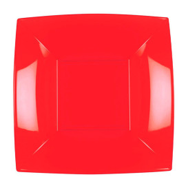Plastic bord Diep rood "Nice" PP 18 cm (25 stuks) 