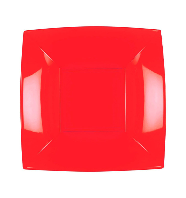 Assiette Plastique Réutilisable Creuse Rouge PP 180mm (25 Utés)