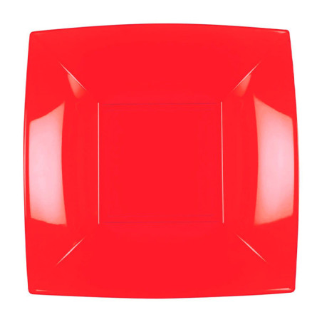 Assiette Dure Réutilisable Creuse Rouge PP 18cm (25 Utés)