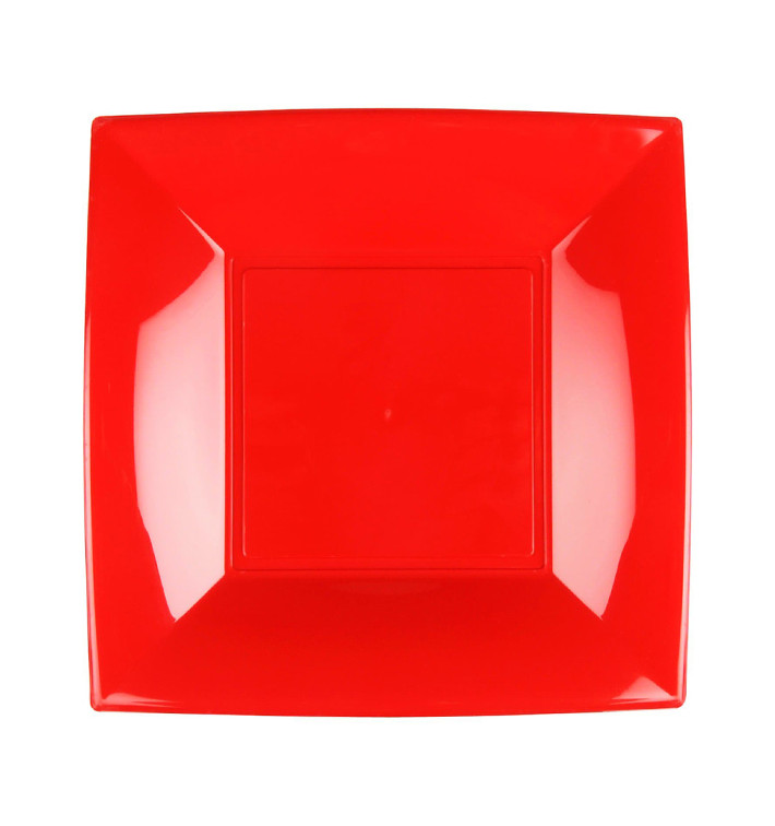 Assiette Plastique Réutilisable Plate Rouge PP 230mm (25 Utés)