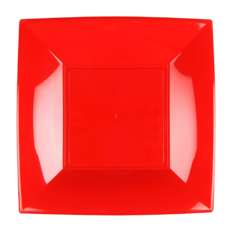 Assiette Dure Réutilisable Plate Rouge PP 23cm (25 Utés)