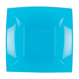 Assiette Plastique Réutilisable Creuse Turquoise PP 180mm (25 Utés)