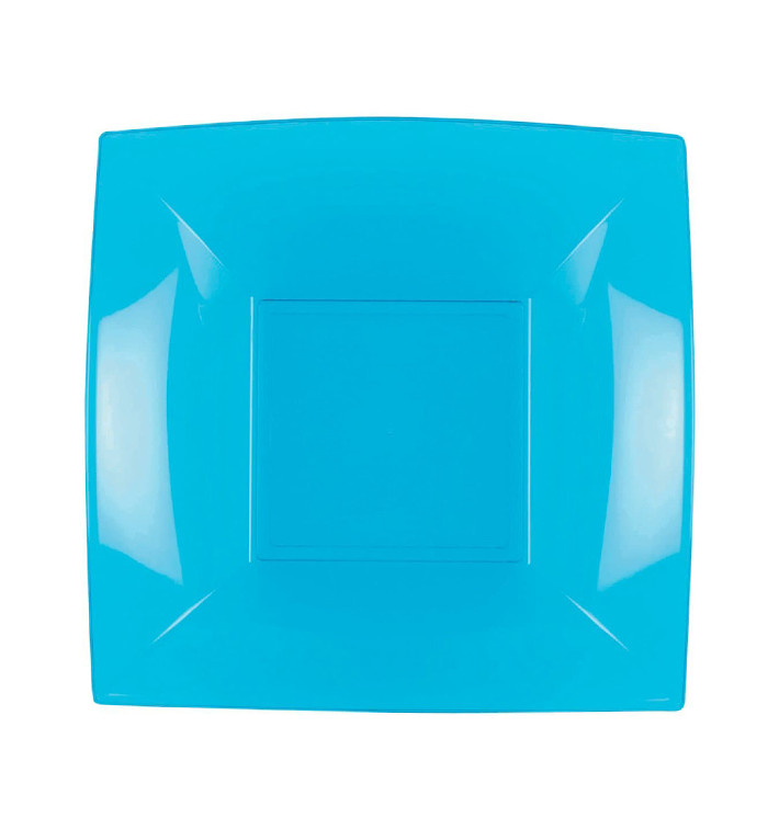 Assiette Plastique Réutilisable Creuse Turquoise PP 180mm (25 Utés)