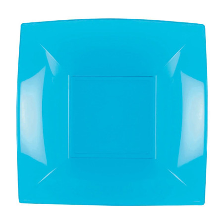 Assiette Dure Réutilisable Creuse Turquoise PP 18cm (25 Utés)