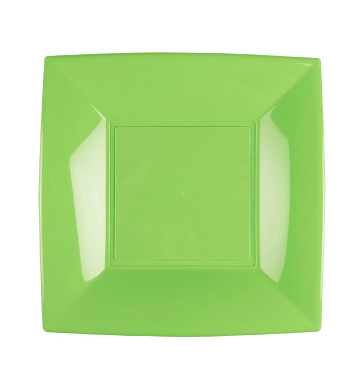 Assiette Plastique Réutilisable Plate Vert citron PP 180mm (25 Utés)