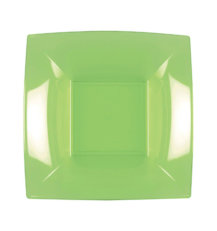 Assiette Plastique Réutilisable creuse vert citron PP 180mm (25 Utés)