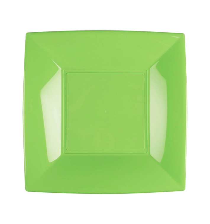 Assiette Plastique Réutilisable Plate Vert Citron PP 230mm (300 Utés)