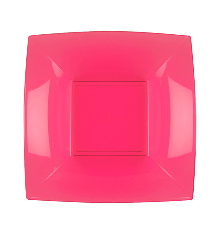 Assiette Plastique Réutilisable Creuse Fuchsia PP 180mm (25 Utés)