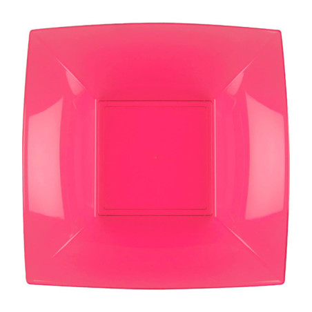 Assiette Dure Réutilisable Creuse Fuchsia PP 18cm (25 Utés)