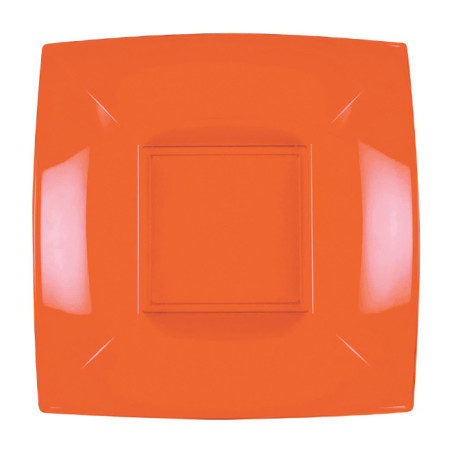 Assiette Dure Réutilisable Creuse Orange PP 18cm (25 Utés)