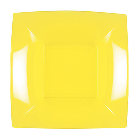 Assiette Dure Réutilisable Creuse Jaune PP 18cm (300 Utés)