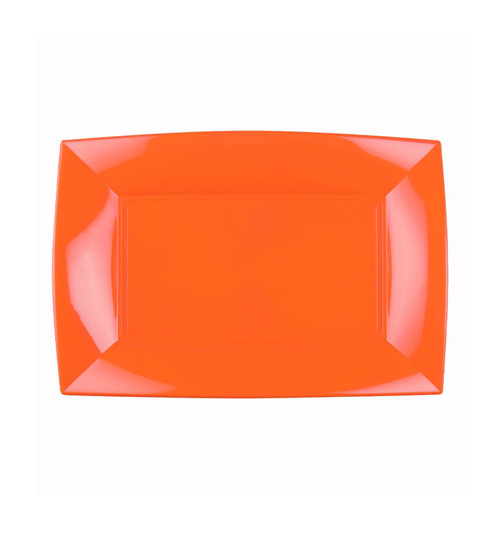 Plastic dienblad microgolfbaar oranje "Nice" 28x19cm (12 stuks) 