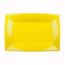 Plastic dienblad microgolfbaar geel "Nice" 28x19cm (12 stuks) 