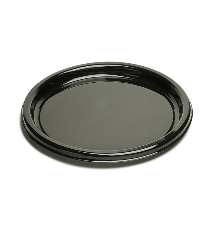 Plateau en Plastique Rond Noir 30 cm (10 Utés)