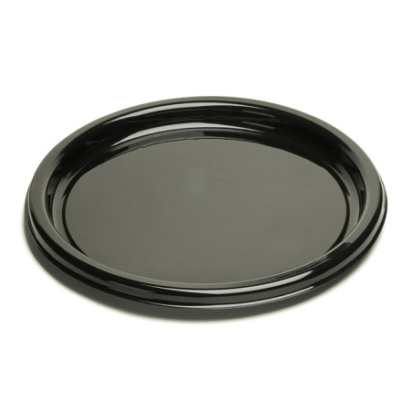 Plateau en Plastique Rond Noir 30 cm (10 Utés)