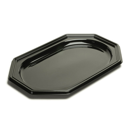 Plateau en Plastique Octogonal Noir 36x24cm (10 Utés)