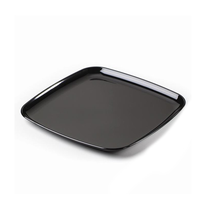 Plateau carré en plastique dur Noir 27x27 cm (5 Utés)