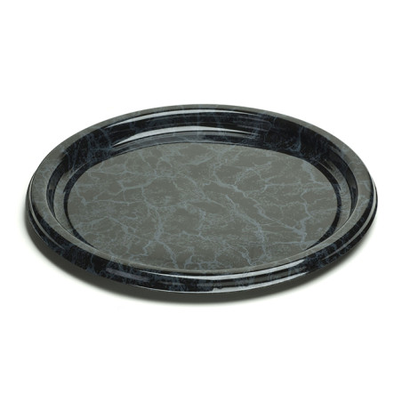 Plastic bord Rond vormig marmer 26 cm (250 stuks)