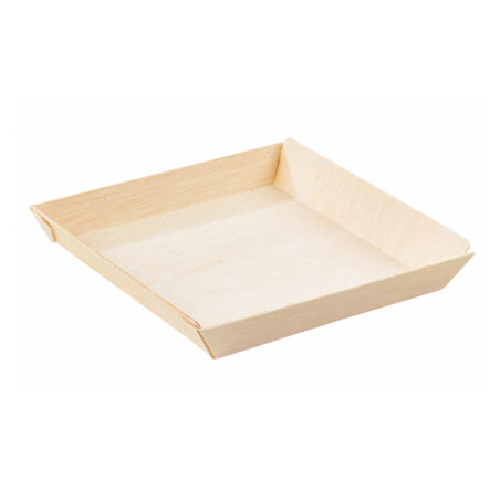 Assiette Carrée en Bois 13x13x2cm 500ml (25 Unités)