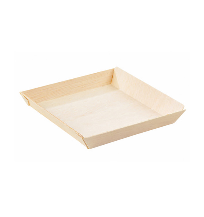 Assiette Carrée en Bois 13x13x2cm 500ml (100 Unités)