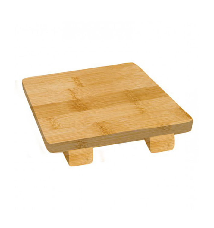 Base en Bambou Naturel pour Sushi 15x15x2,5cm (1 Uté)