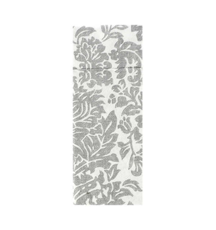 Serviette Kangourou Airlaid "Versailles" Gris 32x40cm 55g/m² (40 Utés)