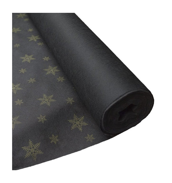 Nappe Rouleau PP Non Tissé Noir "Étoiles" Or 1,2x50m 50g (1 Uté)