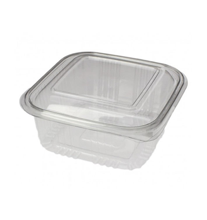 Plastic scharnierende Deli-Container PET Vierkant 500ml (100 stuks) 