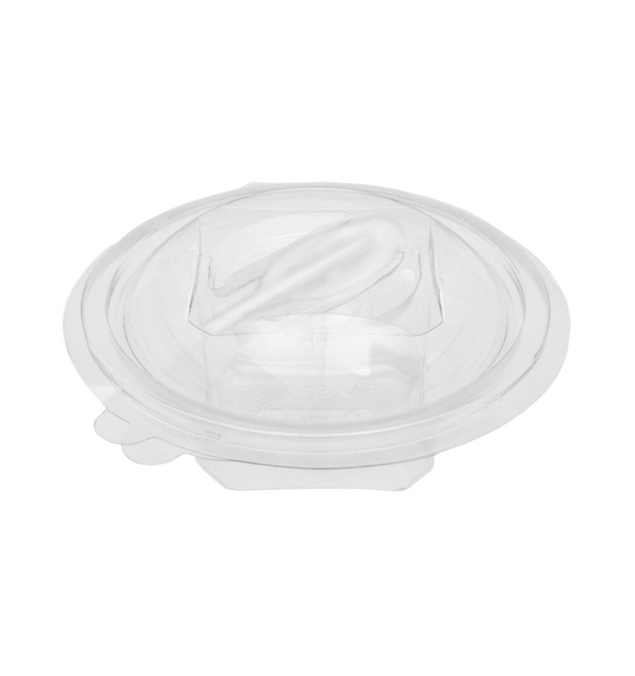 Plastic saladekom APET Rond vormig met lepel 150ml Ø12cm (60 stuks) 