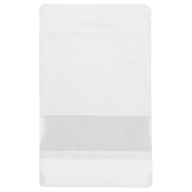 Papieren Doypack Wit met zelfsluiting en venster 12+6x20cm (1000 stuks)