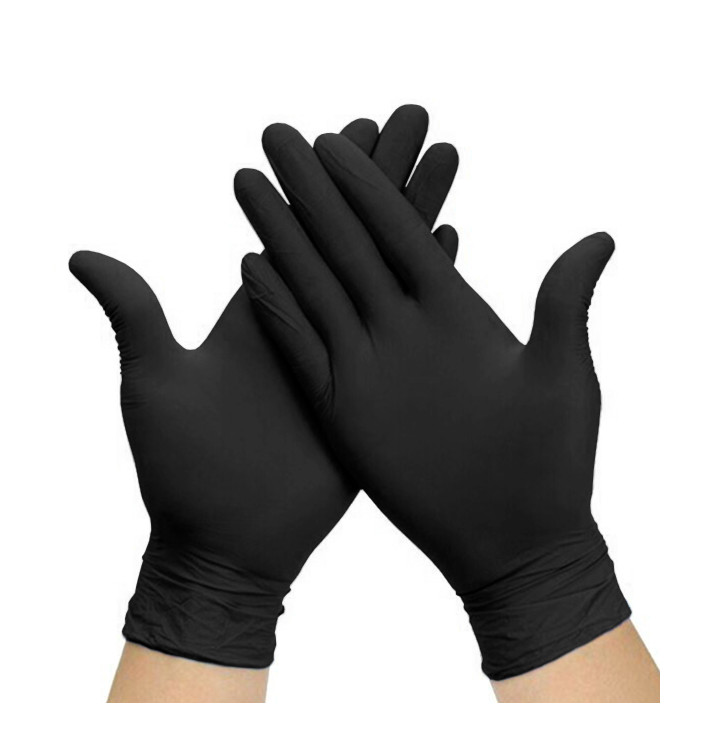 Gants Nitrile sans Poudre Noir Taille M AQL 1.5 (100 Utés)