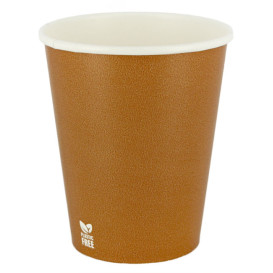 Gobelet en Carton sans Plastique 8 Oz/240ml "Caramel" Ø8cm (50 Unités)