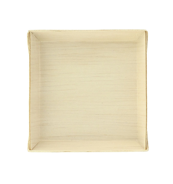 Assiette Carrée Mini en Bois 7x7x1,5cm (200 Unités)