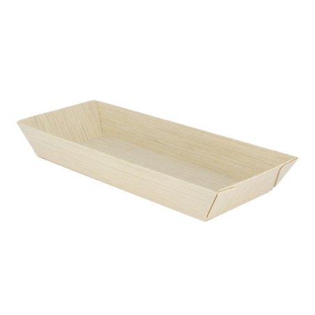 Plateau jetable en bois 21,5x8,5x2,8cm 350ml (25 Unités)