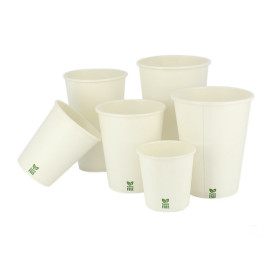 Gobelet en Carton sans Plastique 8 Oz/240ml Blanc Ø8cm (50 Unités)