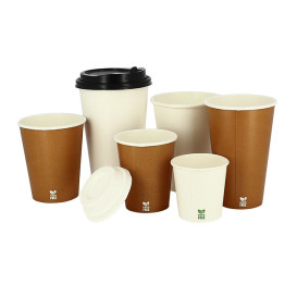 Plastic-Vrije Papieren Beker 8 Oz/240ml "Caramel" Ø8cm (50 stuks)