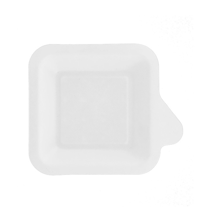 Assiette Languette Canne à Sucre Blanc 11x11cm (50 Utés)